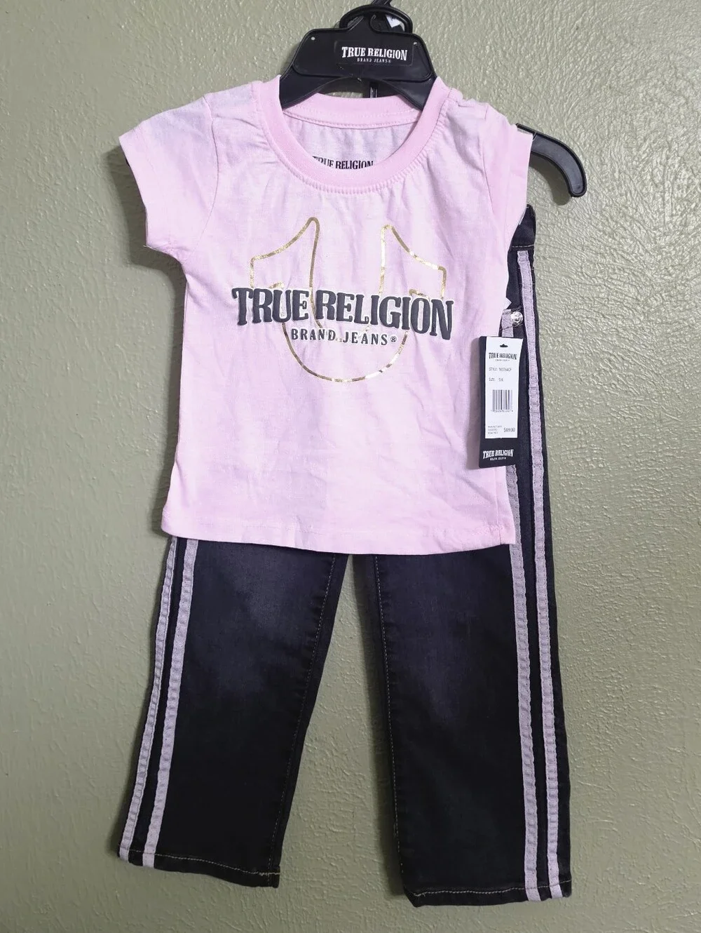 True Religion Pink Top with Faded Black Jeans